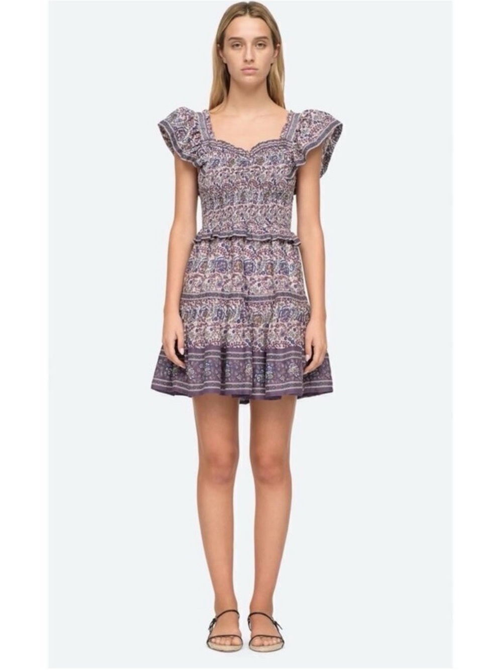 Sea New York Paisley Smocked Mini Dress